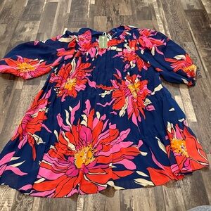 Trina Turk Vibrant Floral Dress in Navy